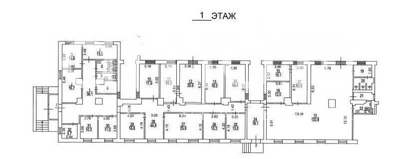 Планировка офиса 532 м², 1 этаж, Административное здание «Лесная ул., 39»